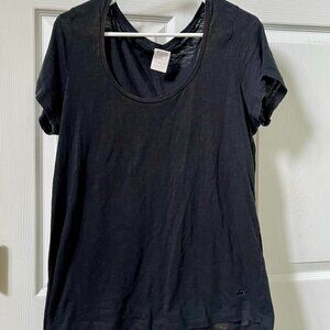 LADIES SIZE L VICTORIA'S SECRET PINK BLACK SHORT SLEEVE T-SHIRT TEE SHIRT